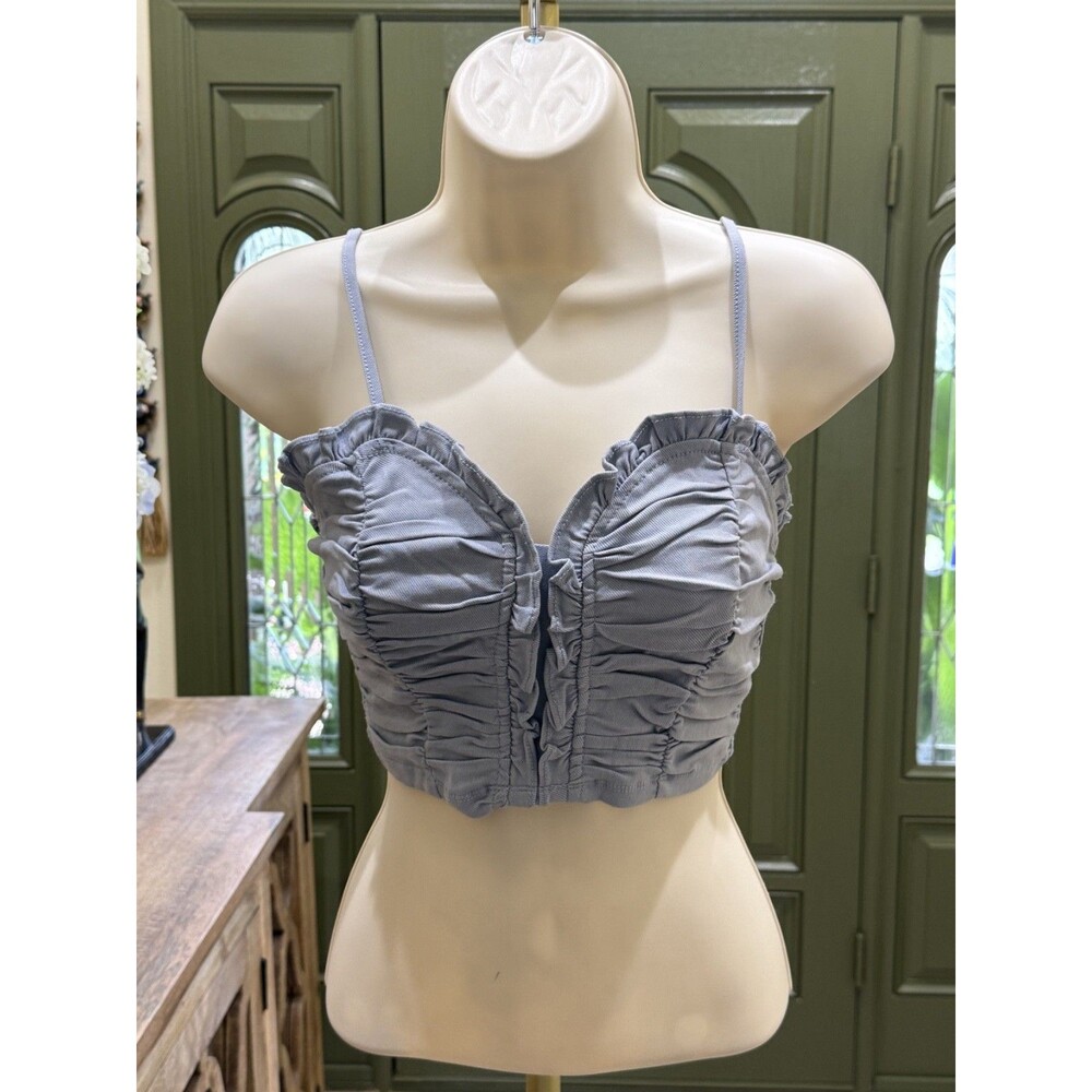 Blashe Light Blue Ruched Crop Top – Size Medium